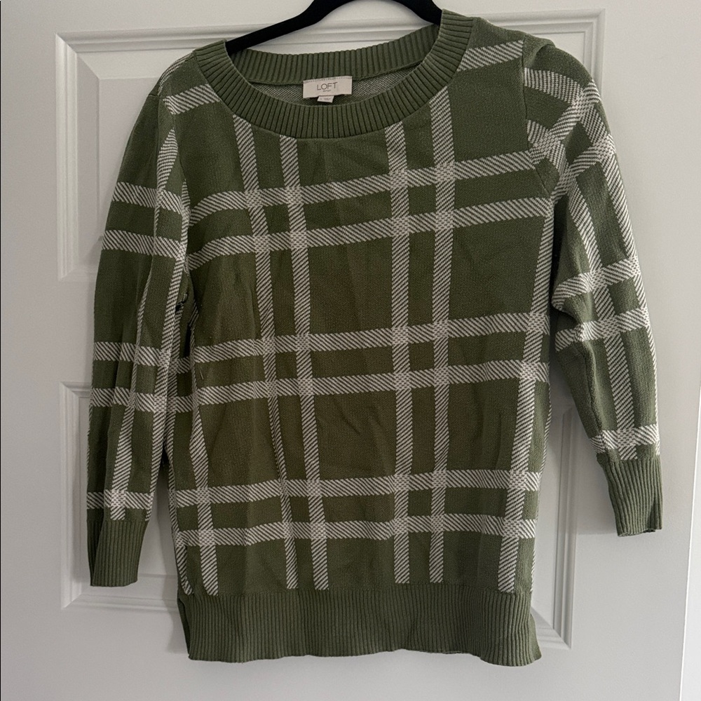 LOFT Olive Plaid Women's Sweater